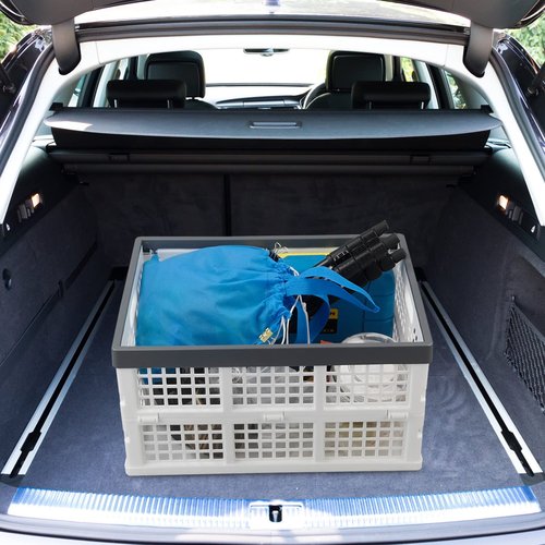 Vcansay 34 Litre Folding Plastic Storage Crates, Stackable Storage Basket, 2 Packs
