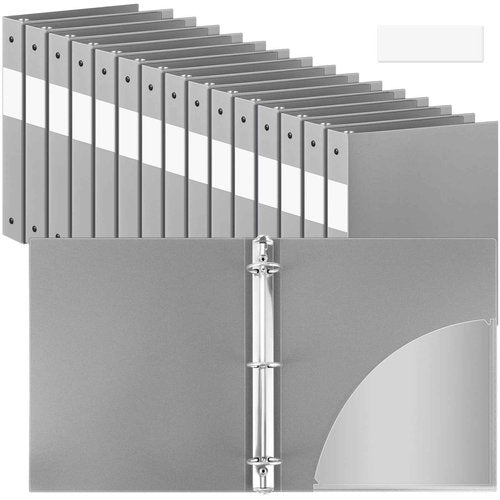 Skyygemm 36 Pcs 1 Inch 3 Ring Flexible Plastic Binders Bulk Fits Letter Size 8.5'' x 11'' Paper Holds up to 225 Sheets with 1 Pockets Versatile Binder for School Office Home(Gray)