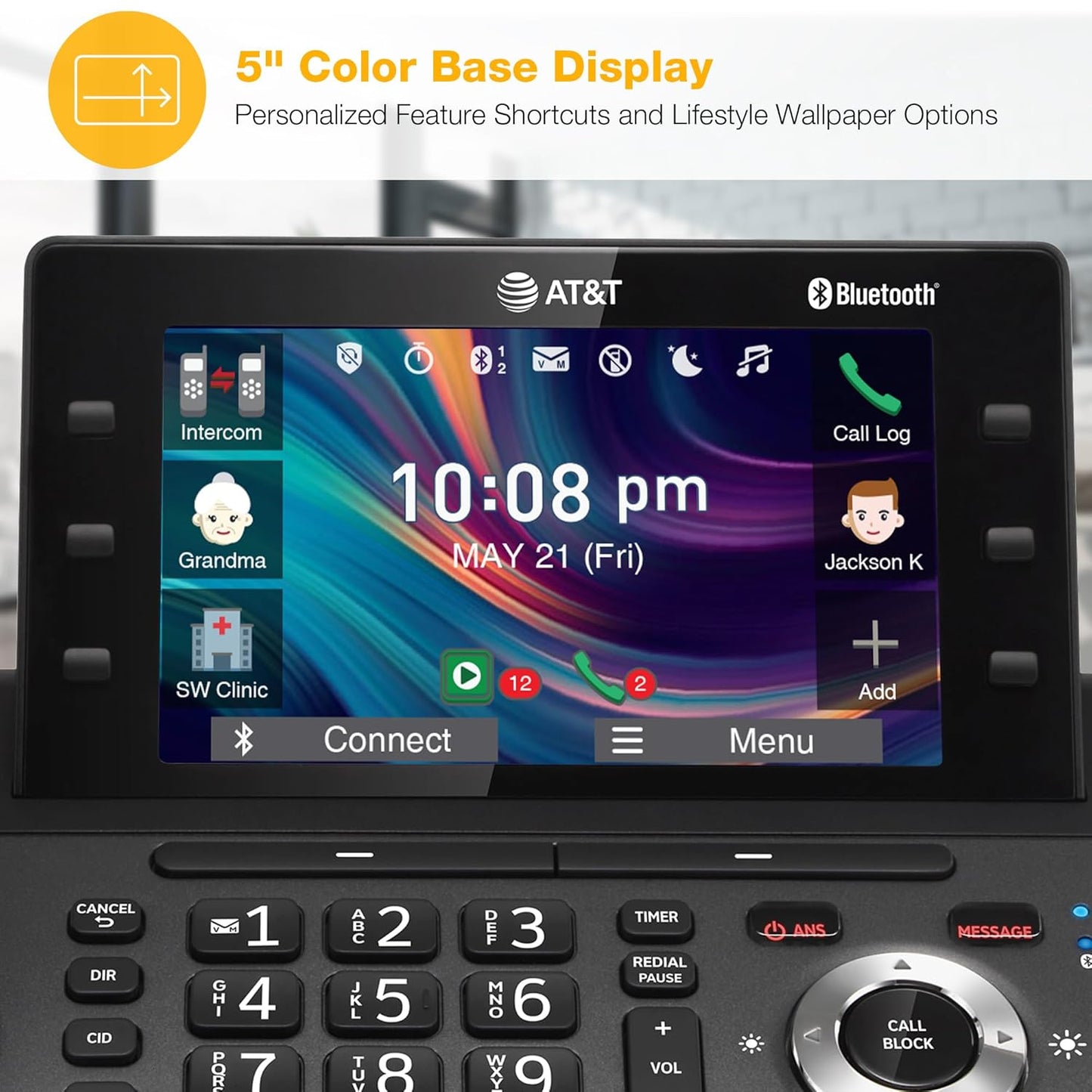 AT&T Cordless Home & Business Phone - 4-Handset DECT 6.0 with Answering Machine & Bluetooth | 5" Color Display