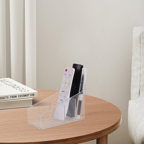 Yeeco 4 Pack Remote Control Holder, Clear TV Remote Holder Remote Control Caddy Storage Box Organizer for Table, 4 Compartments 5.9”x2.7”x3.4”