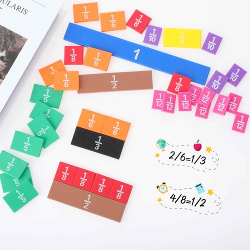 Sayglossy 30 Sets Fraction Tiles Set for Math Classroom Fractions Manipulatives Math Learning Manipulatives for Home School Supplies