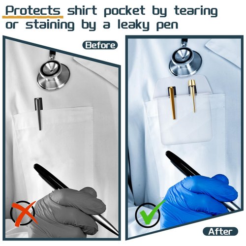 Tenceur 50 Pcs Pocket Protector Heavy Duty PVC Pen Holder Organizer Pouch for Shirts Lab Coats Pants Hospital Office Holds Pens Pointers Cards and Notes(Clear,Classic)