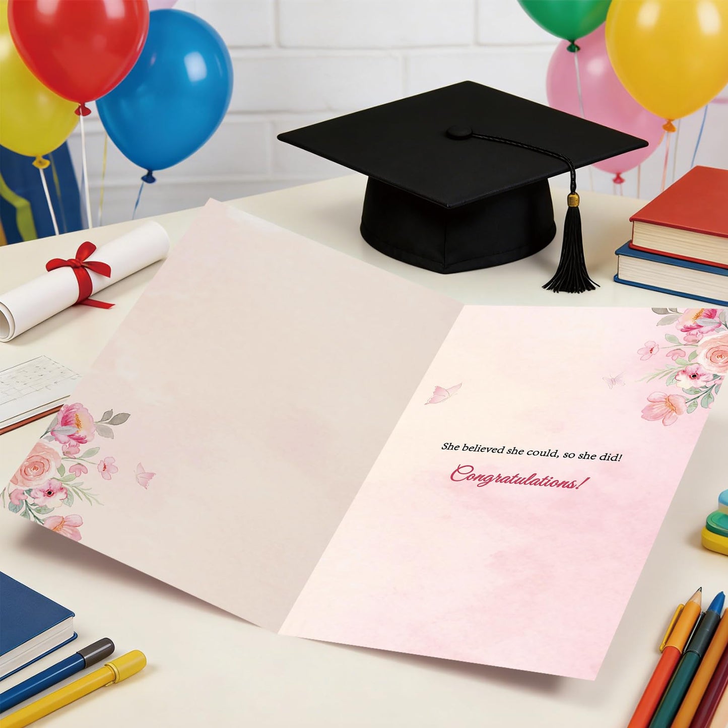 Londue Graduation Card for Her, Congratulations Grad Card for Girls Daughter Granddaughter Friend Girlfriend, Pink Graduation Gift from Parents Family