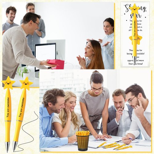 Qilery Employee Appreciation Gifts Bulk Inspirational Star Ballpoint Pens with Motivational Cards Thank You Gifts Back to School Supplies for Teachers Students Coworkers Staff Team(50,Awesome)