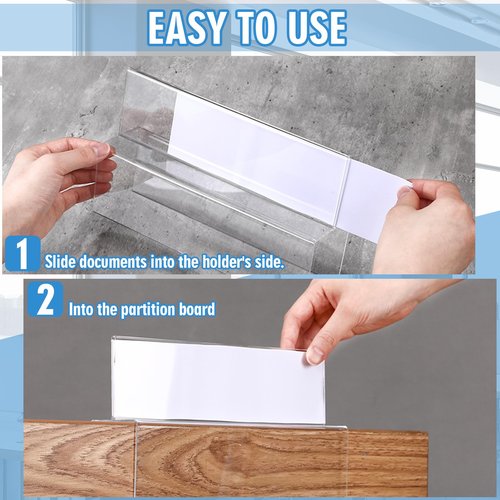 Anglechic 4 Pcs Double Sided Acrylic Cubicle Name Plate Holders Clear Plastic Name Plate Sign for Office Home Classroom Library, 8.5 × 2.5 × 2.25 Inch