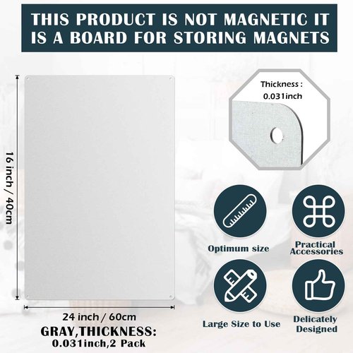 Ireer 2 Pcs 16 x24 Magnetic Board-memo Board for Home, Office, Kitchen and Classroom-Magnet Bulletin Board Display Magnetic Letters Numbers Animal, Calendar, Notes, Photos, Suitable for Wall (Gray)