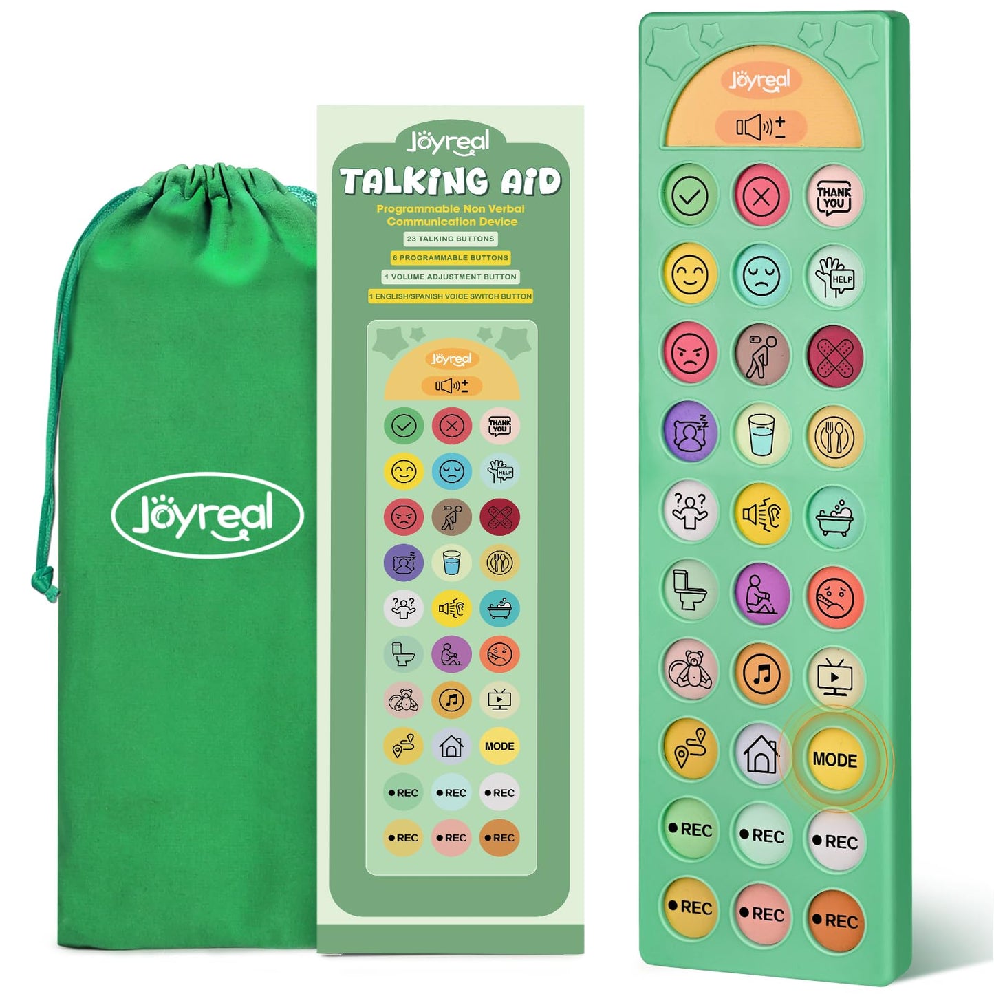 Joyreal AAC Device for Autism, Non Verbal Communication Tools for Speech Therapy&Stroke Rehab. Autism Talking Aids with 6 Programmable Buttons & Adjustable Volume for Kids&Adults(EN/ES Voice Switch)