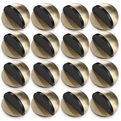 MorningRo 16 Pcs Self Adhesive Door Stoppers, Stainless Steel Floor Door Stop Wall Protector, Half Dome Floor Gate Stopper for Living Room, Bedroom, Bathroom, Office (Bronze)