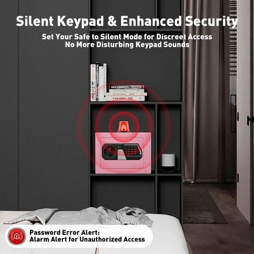 TOTOY Small Personal Safe Box 0.5 Cu Ft- Electronic Digital Security Safe Steel Construction Hidden with Key Lock, Wall or Cabinet Safety Box for Home Office Hotel Business Jewelry Gun Cash Money