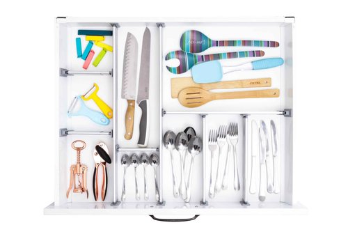 Practical Comfort Custom Drawer Organizer 9 Adjustable Aluminum Dividers, Gray – For Kitchen, Bathroom, Office, and More