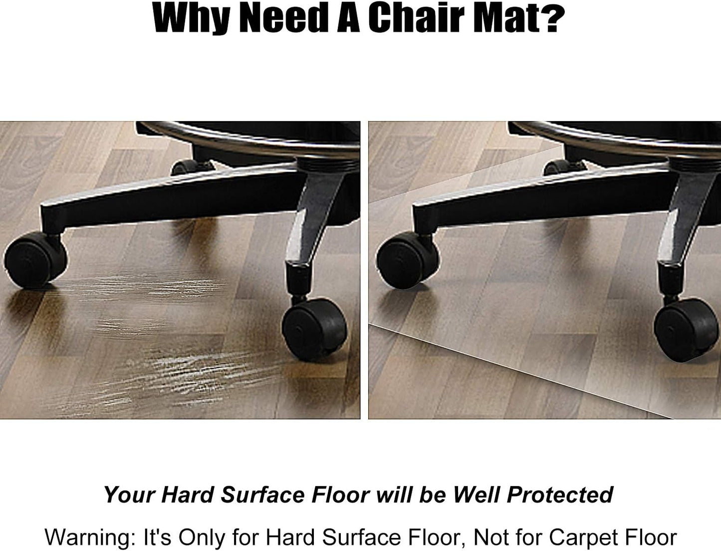 Azadx Office Chair Mat - Clear Plastic Protector for Hardwood Floors | 36" x 48" Easy Glide Design