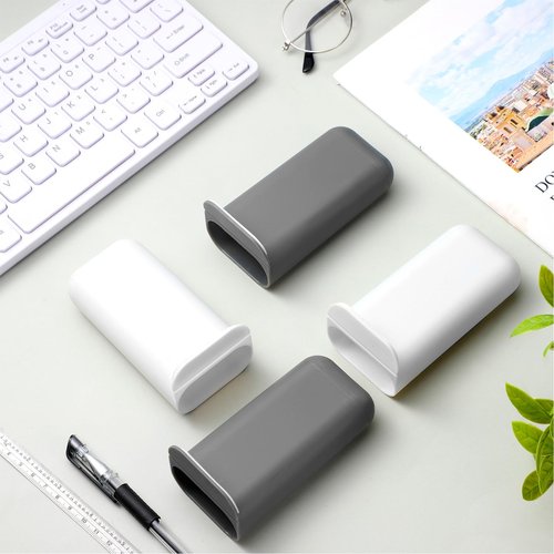 Resurhang 6 Pcs Screen Pen Pencil Holders Attachable Deskside Pen Holder Computer Monitor Desktop Pencil Organizer with Self Adhesive Attacher for Office Supplies Work Gadgets Storage(Gray, White)