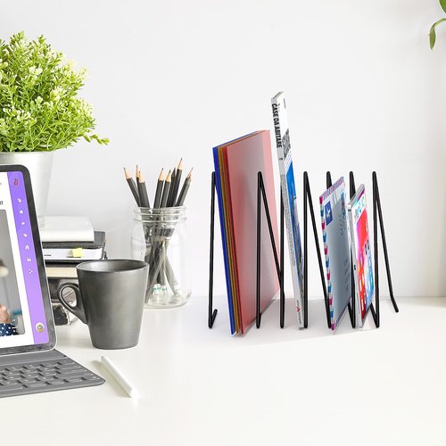 2 Sets Triangle File Folder Rack,7 Sections File Holder,File Storage Sorter/Stand,Desktop File Organizer,Wire Organizer Rack,Magazine/Paper Folder Holder,Letter/Legal, Anti-Scratch/Rusty