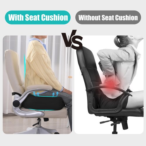 MABOZOO Extra Thick Seat Cushion, PU Leather Office Chair Cushion for Office Chair Car Seat, Memory Foam Booster Seat Sciatica & Back Pain Relief for Long Sitting (18"*16"*6")