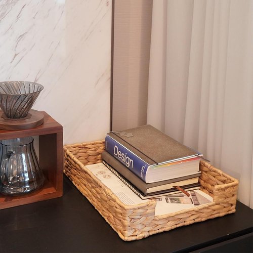 PINXIURY Water Hyacinth Letter Tray - Stylish A4 File Organizer for Desk & Mail Storage