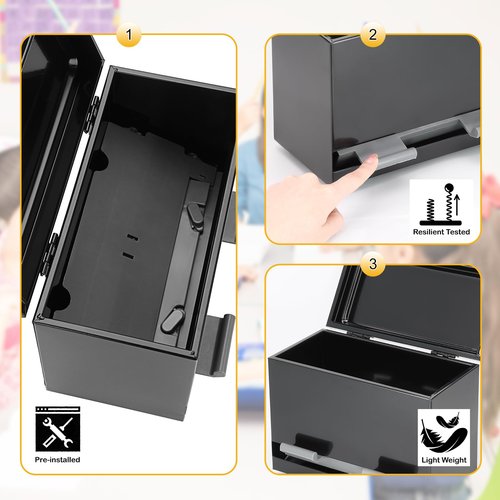Pencil Dispenser for Classroom Stainless Steel Pencil Holder for Desk, Pencil Dispenser Set with Silicone Organizer & 5 Stickers, Back to School Classroom Must Haves Teacher Supplies (Black)