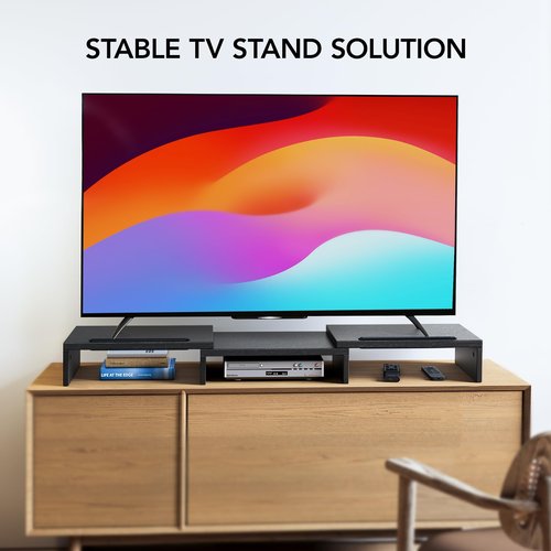 HUANUO Adjustable Under Desk Footrest, Dual Monitor Stand Riser