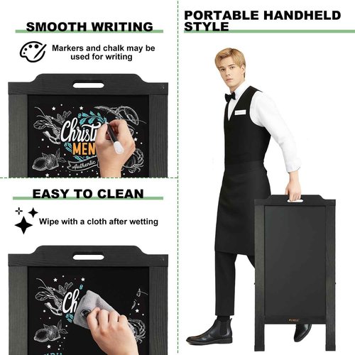 Magnetic Sandwich A-Frame Chalkboard Sign - 40 x 20 Inches, Large Wooden Chalk Board for Sidewalk, Stand up Double-Sided Outdoor Easel Display for Restaurant Cafe Shop Wedding Party or Business