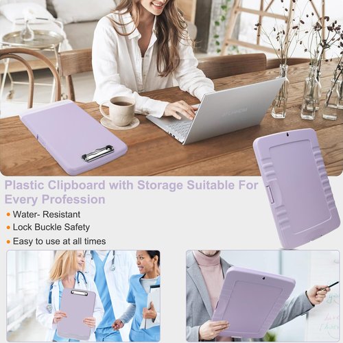 Clipboard with Storage for Office Supplies,Storage Clipboard with Pen Holder,Nursing Clipboards with Low Profile Clip,Clip Boards 8.5x11 with Storage for Nurse,Teacher Must Haves Clipboards-02Purple