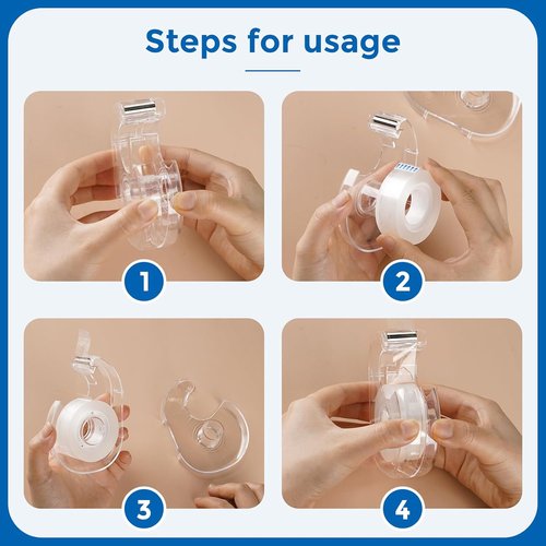 ALSISK Transparent Tape - Clear Dispenser with Refills for Home, School & Office | 0.7" x 1000" | 8 Pack