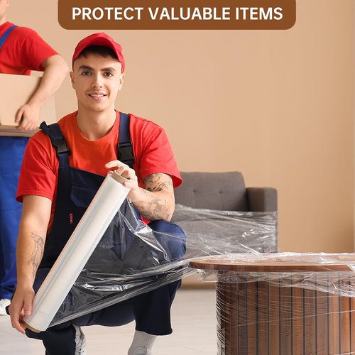 Stretch Wrap Roll 18" x 1,500ft, 80 Gauge – Clear Plastic Wrap for Moving, Packing, Pallet & Furniture – Heavy Duty Shrink Wrap Alternative, Industrial Strength Stretch Film (4 Rolls/Case)