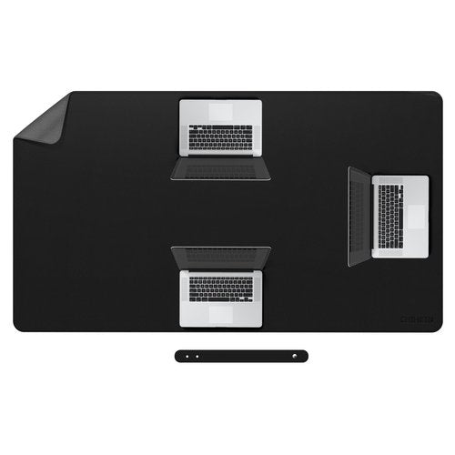 Chihein 59" x 32" 4XL PU Leather Desk Mat (Black/Gray), Huge Mouse Pad, Dual Sided Desk Pad Protector, Waterproof Writing Blotter for Gaming/Office/Home