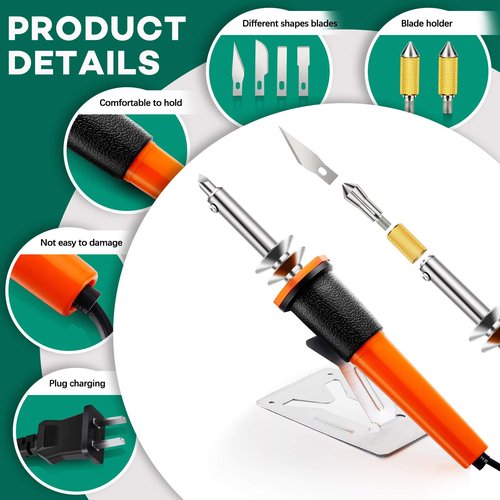 22 Pieces Electric Hot Knife Cutter Tool Kit Include Heated Knife Plastic Cutter With Multipurpose 16 Blades 4 Blade Holders Metal Stand For Soft Thin Plastic Foam Stencils