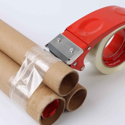 SinoPack Strapping Tape with Dispenser, 6 Pack 2 Inch x 30 Yards 5.5 Mil, Heavy Duty Reinforced Fiberglass Tape for Moving,Shipping,Storage
