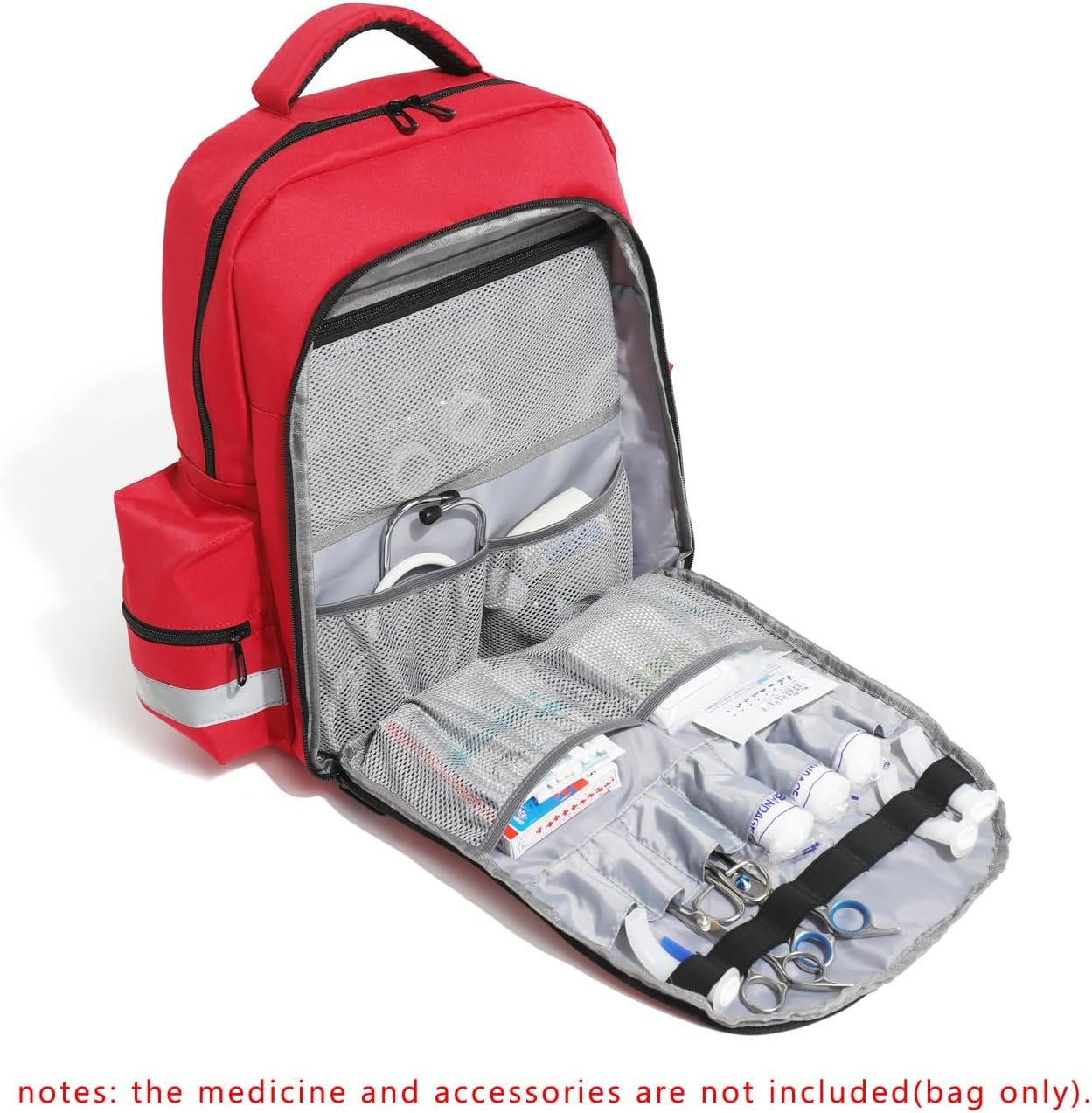 Skiennix Red Medicine Backpack - Empty First Aid Bag for Trauma & Safety | Ideal for EMS & Nurses
