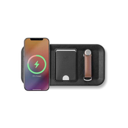 Orbitkey Nest V2 | Portable and Customizable Desk Organizer Case with Buit-in Wireless Charger | Polycarbonate Shell with Nylon Poly Melange Fabric and Zinc Alloy (Black)