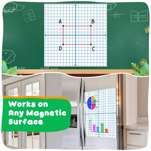 PraxiKidy Giant Magnetic XY Coordinate Graph Grid Paper,Dry Erase Chart Paper for Whiteboard Homeschool Teacher Must Haves,Math Classroom Teaching Supplies Math Manipulatives