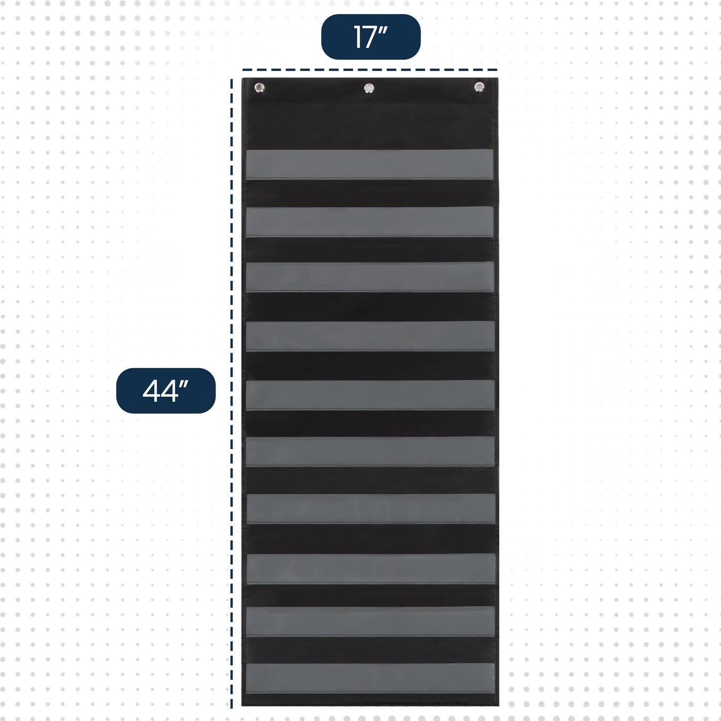 Essex Wares - 17" Wide x 44" Tall Pocket Chart, Black - Sturdy Pocket Chart for Classroom for Sentence Strips - Easy to Use & Hang, Reusable Black Pocket Chart