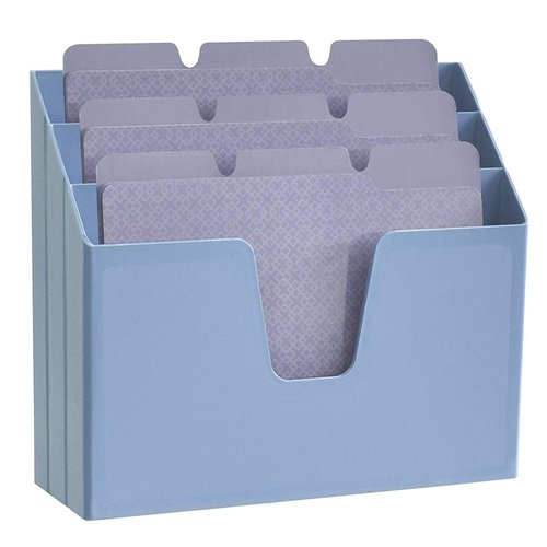 Acrimet Horizontal Triple File Folder Holder Organizer (Solid Blue Color)