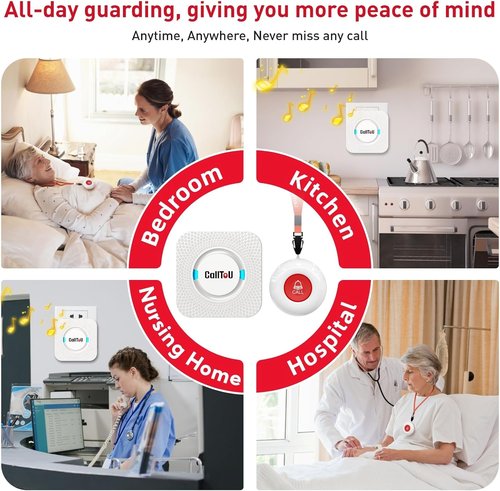CallToU Wireless Caregiver Pager - Smart Alert System for Seniors & Patients | Easy-to-Use Hand Call Bell