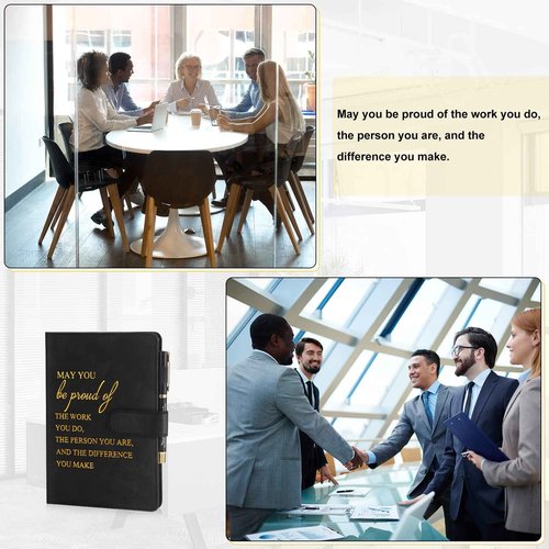 Kosiz 20 Pcs/10 Sets Employee Appreciation Gifts Bulk A5 Leather Notebook and Pen Inspirational Journal with Pen for Christmas Corporate Gifts Coworker Nurse Teacher(Black,May You Be Proud)