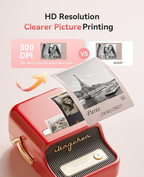 NIIMBOT B21 Pro Label Maker - 300DPI HD Printer for Notes & Photos | 50x30mm Red Labels