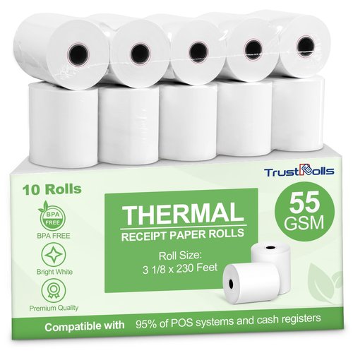 Thermal Paper Receipt Rolls - Compatible with All POS Systems, Cash Registers - BPA Free, Premium Quality Receipt Paper Rolls