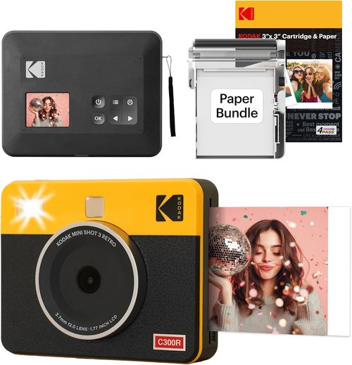 KODAK Mini Shot 3 Retro Instant Digital Camera & Photo Printer - 2-in-1 Portable, Bluetooth, Yellow