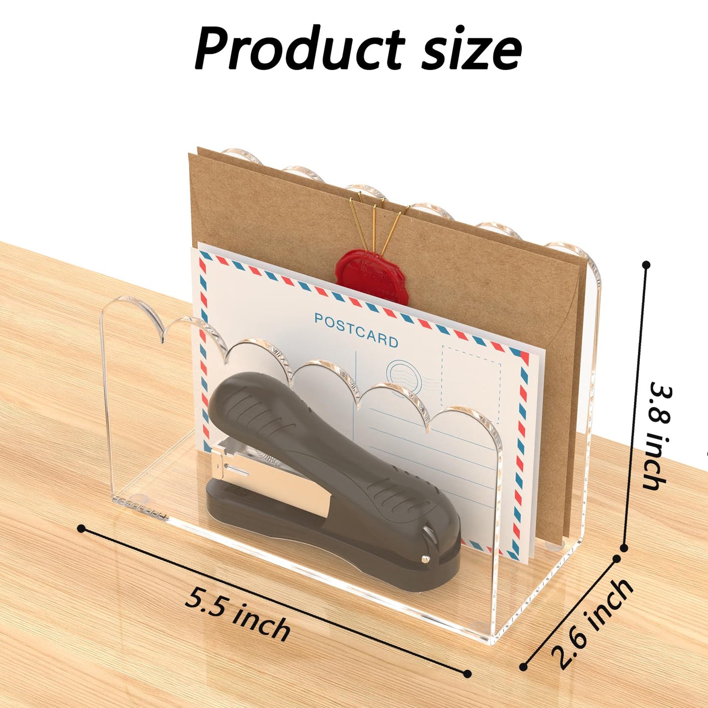 YAGELI 1-Slot Acrylic Mail Organizer for Desktop – Scalloped Clear Document Sorter, Vertical File Holder for Office/Home, Space-Saving Desk Organizer for Letters,Envelope,Bills,Stationery