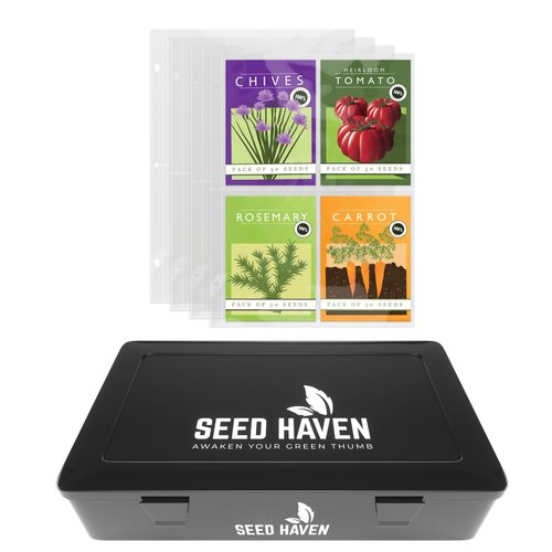 Pack of 50 Seed Storage Plastic Sleeves with Seed Storage Box