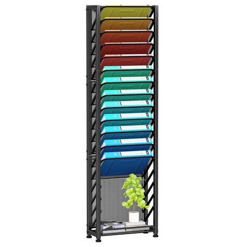 Simple Trending Wall File Organizer, 18-Tier Mesh Hanging Paper Document Folder Holder, Desktop Metal Files Storage Rack for Office and Home, Black