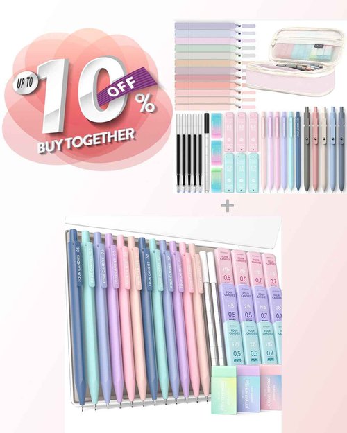 Four Candies Aesthetic School Supplies with Cute Pen Case