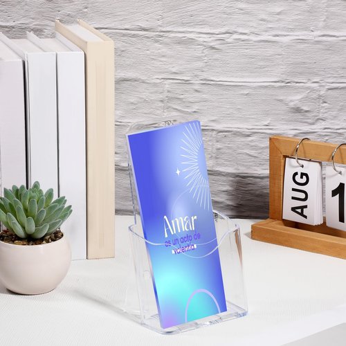 Acrylic Brochure Holder 4 Inch, 6 Pack Acrylic Trifold Pamphlet Holder, Pamphlet Holder, Plastic Countertop Literature Holders, Wall Mount/Countertop Organizer for Display Flyer, Document, Booklet
