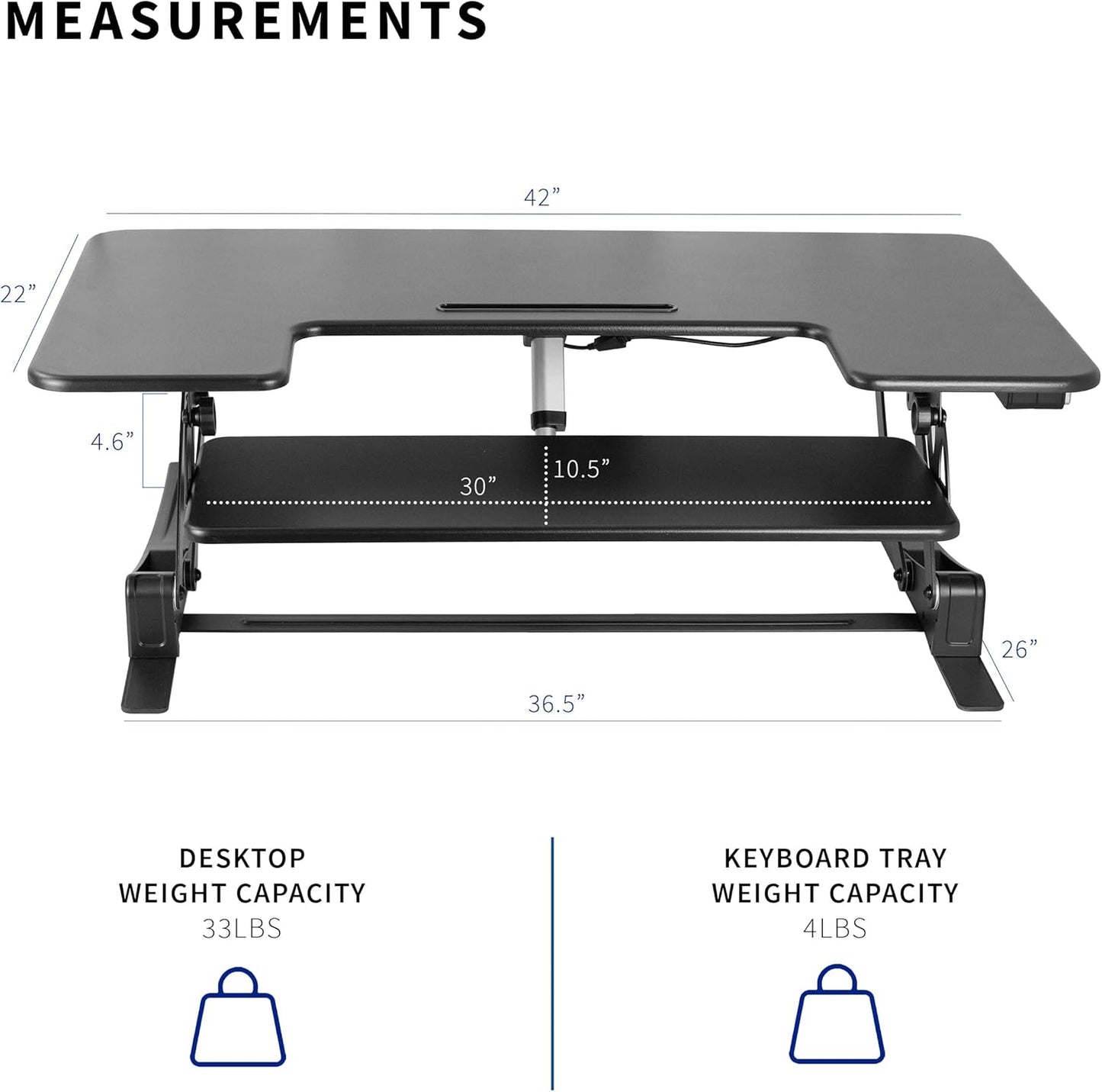 VIVO Electric Height Adjustable Stand Up Desk Converter - Dual Monitor Riser with USB Port, Black | 42 Inch