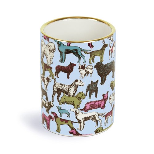 Galison Liberty Best in Show Porcelain Pen Pot from Galison - Porcelain Pen Holder, 3 x 3.75 x 3", Features Famous Best in Show Print from Liberty, Gold Gilded Edge, Perfect for Home or Office