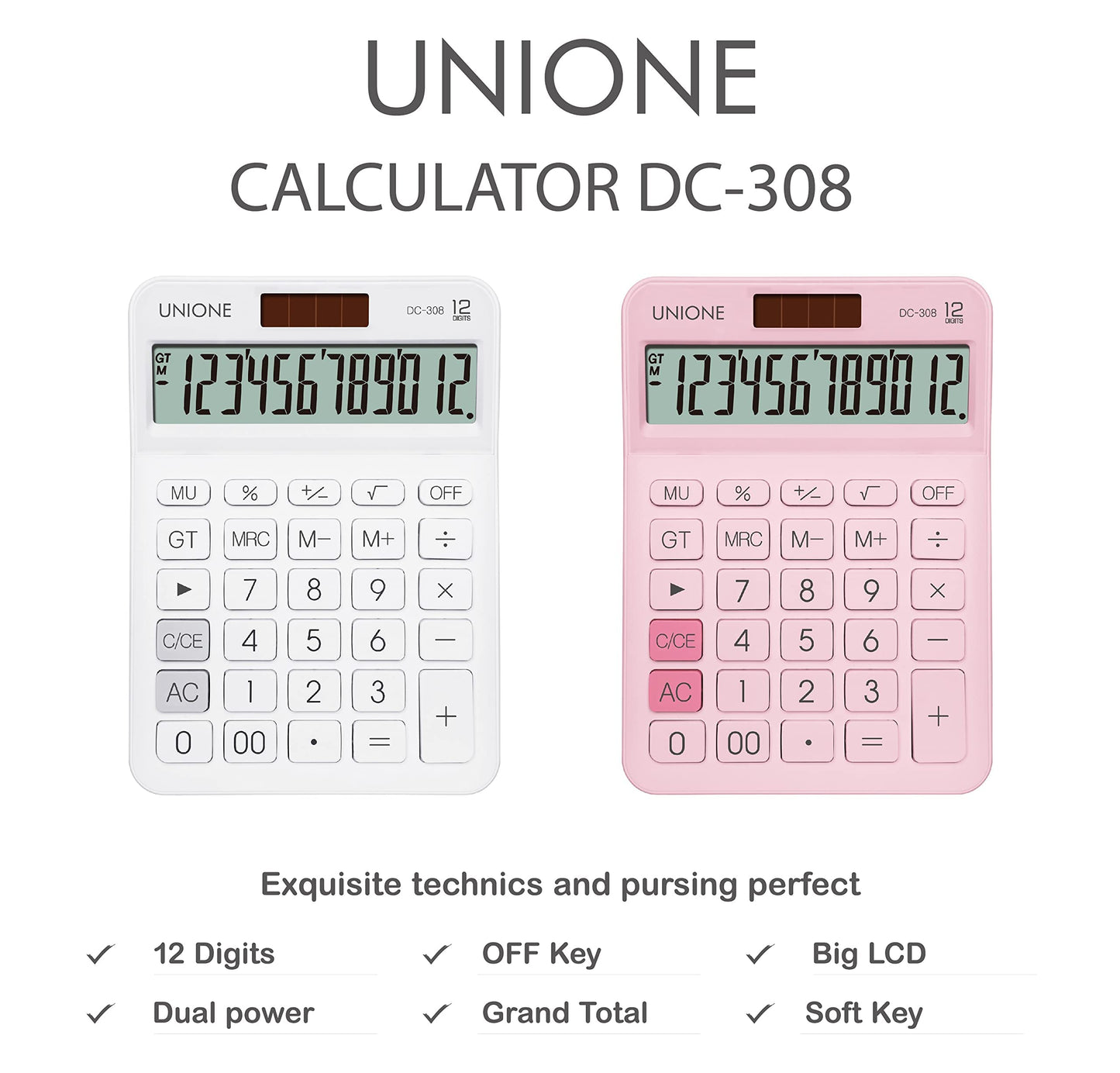 New, Two Line Display, Desktop Calculator. History Function- 30 Memories, Calculator with Large LCD for Home & Office Use, 4.5×7 inch (White)