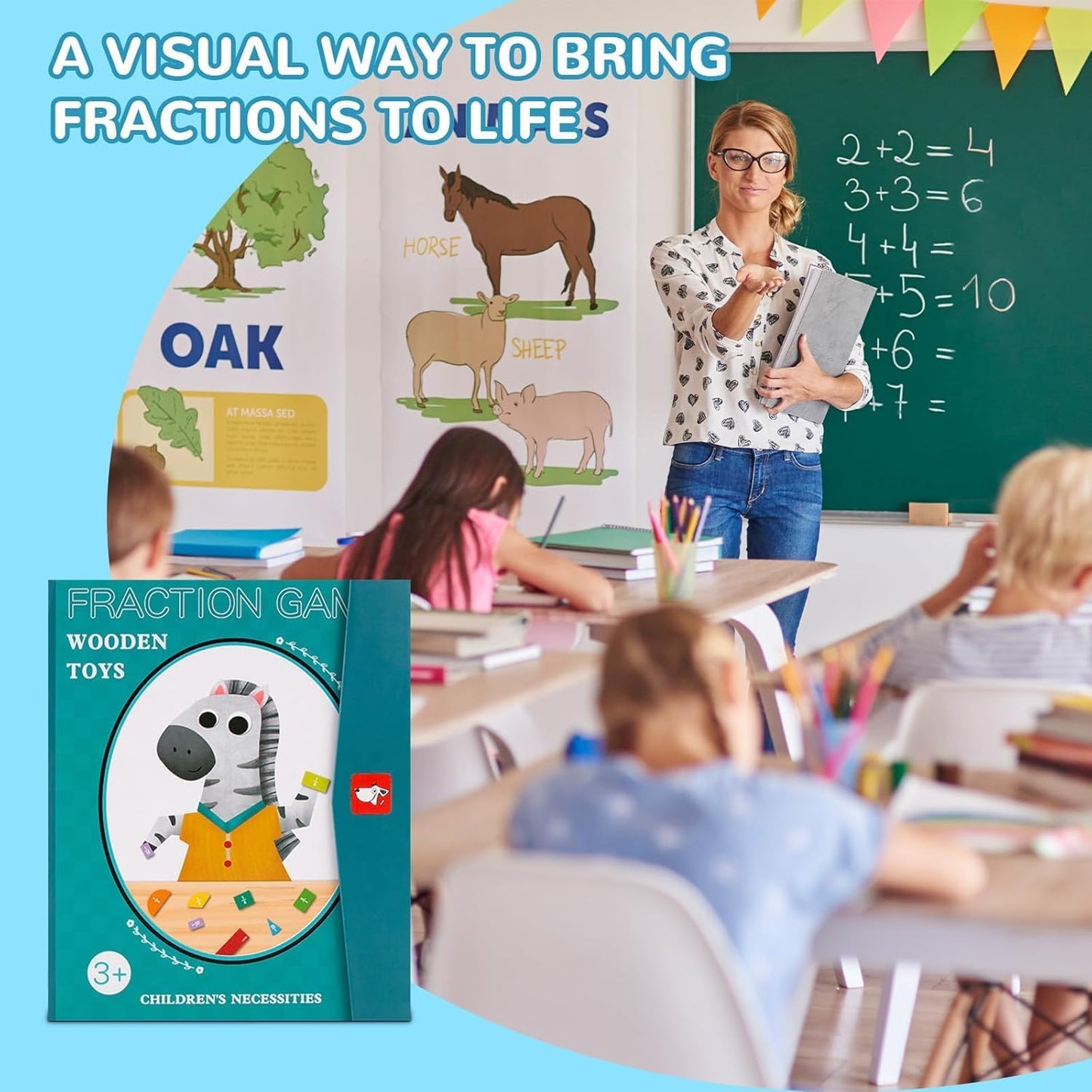 Skiennix Magnetic Fraction Demonstration Book - Engaging Educational Math Puzzle for Kids | Interactive Tiles Set