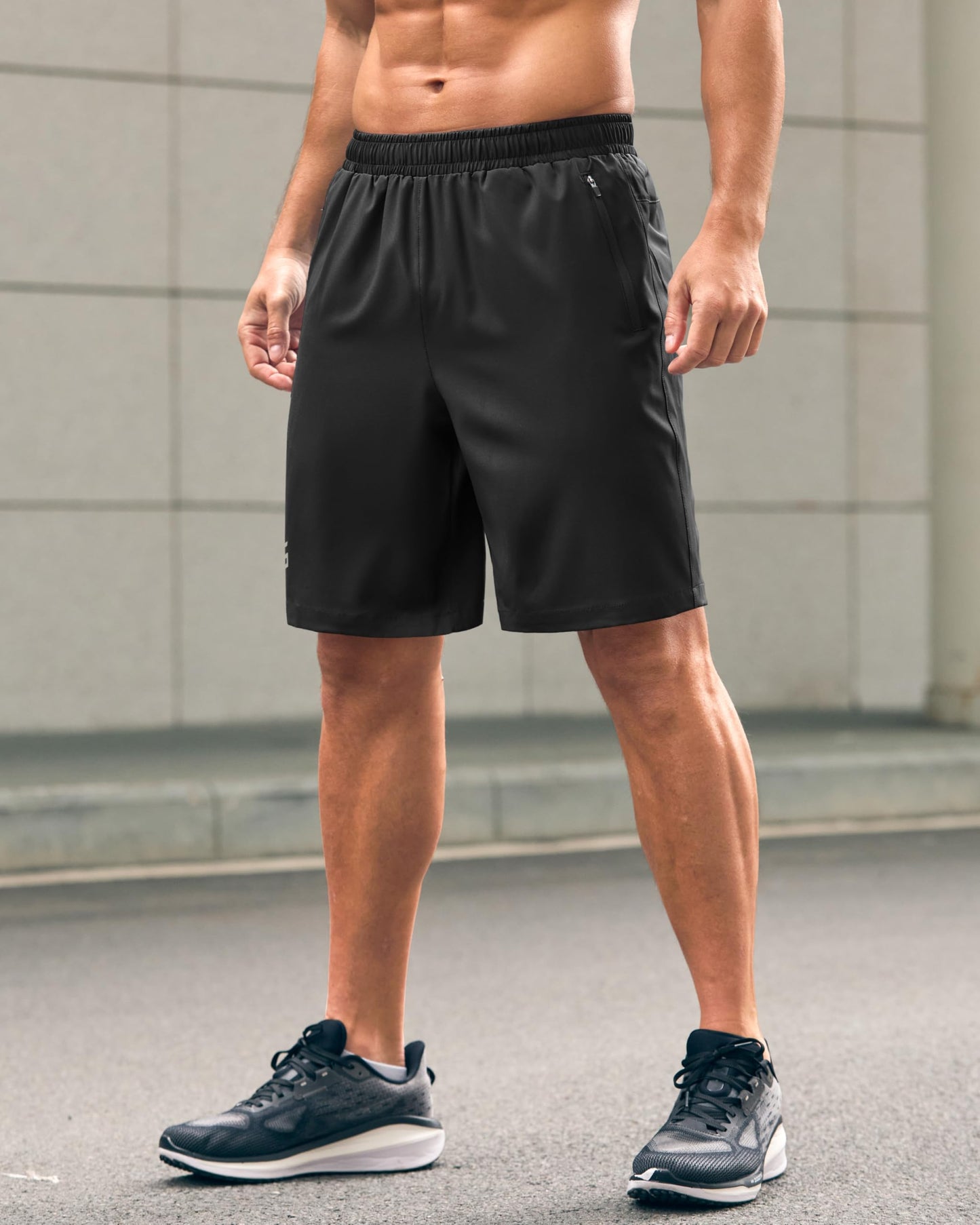 Men's Athletic Running Shorts with Zipper Pockets Quick Dry 7"/ 5"/ 9" Workout Gym Shorts for Basketball Hiking(Black,9XS)