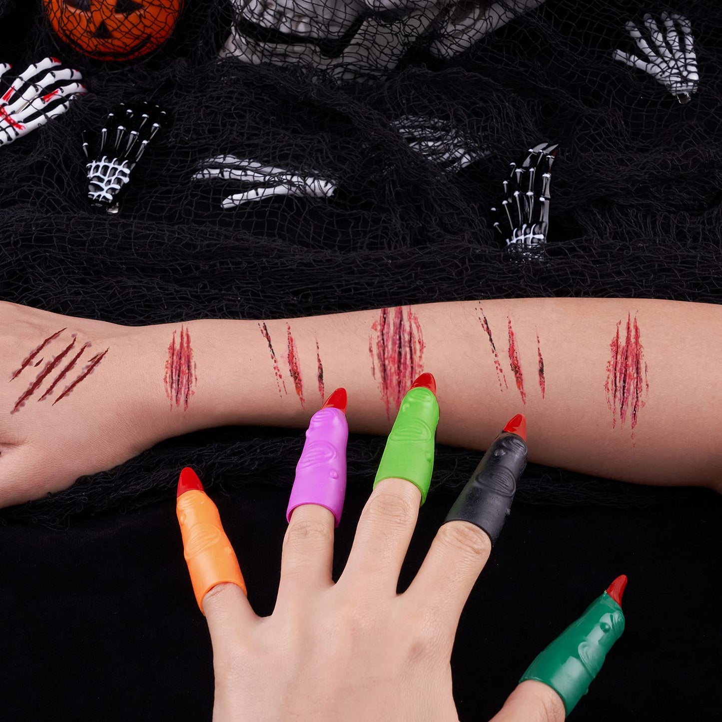 50 Pcs Witch Fingers Multicolor Finger Pointers for Reading