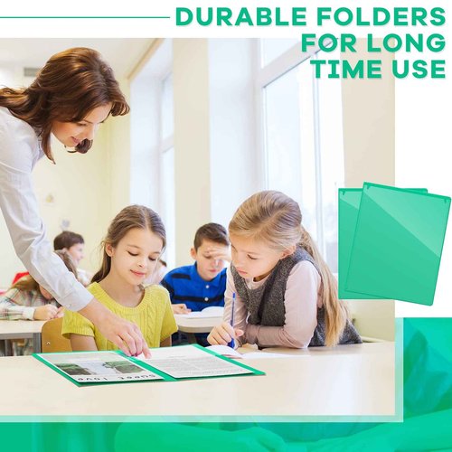Henoyso 100 Pcs Folders Take Home Heavy Duty 2 Pocket Homework Folder for Students Parent Teacher Communication, 11.8 x 9.45 Inch(Green)